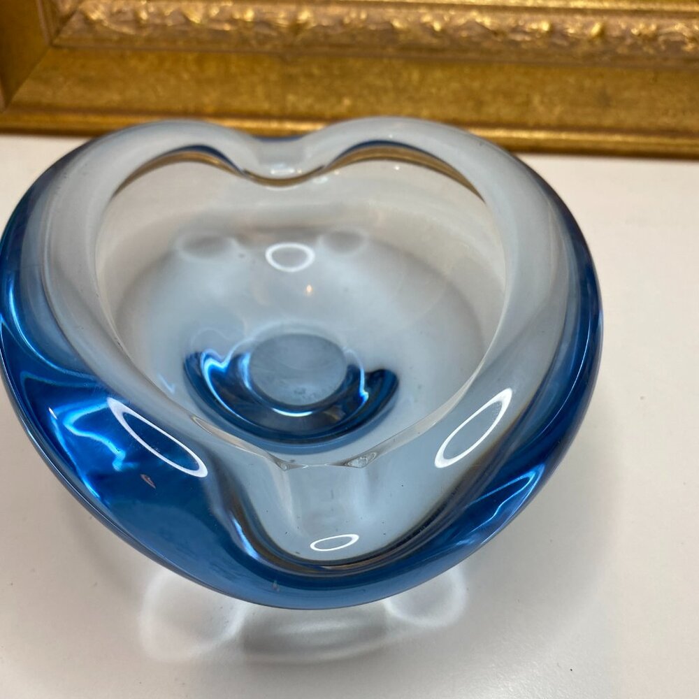Vintage Holmegaard Per Lutken Light Blue Art Glass Dish Ashtray Signed & Number - Picture 4 of 15